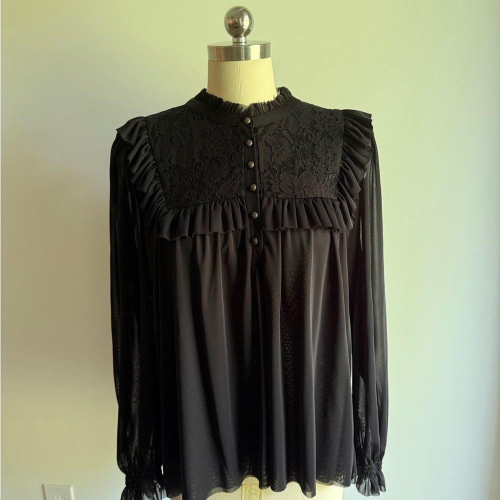 Anthropologie Black Long Sleeve Top